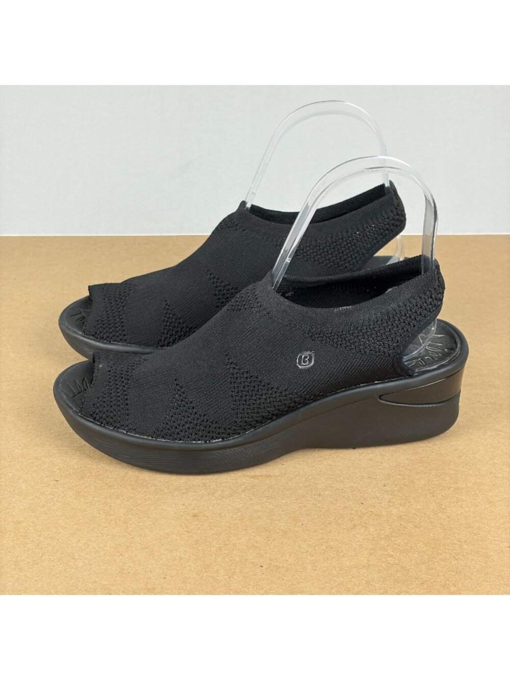 Bzees Secret Slingback Stretch Knit Sandals Womens 6.5 Black Casual Comfort